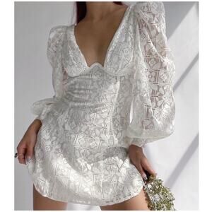 For Love and Lemons Maureen Mini Dress Size XS NWT White Tulip Lace